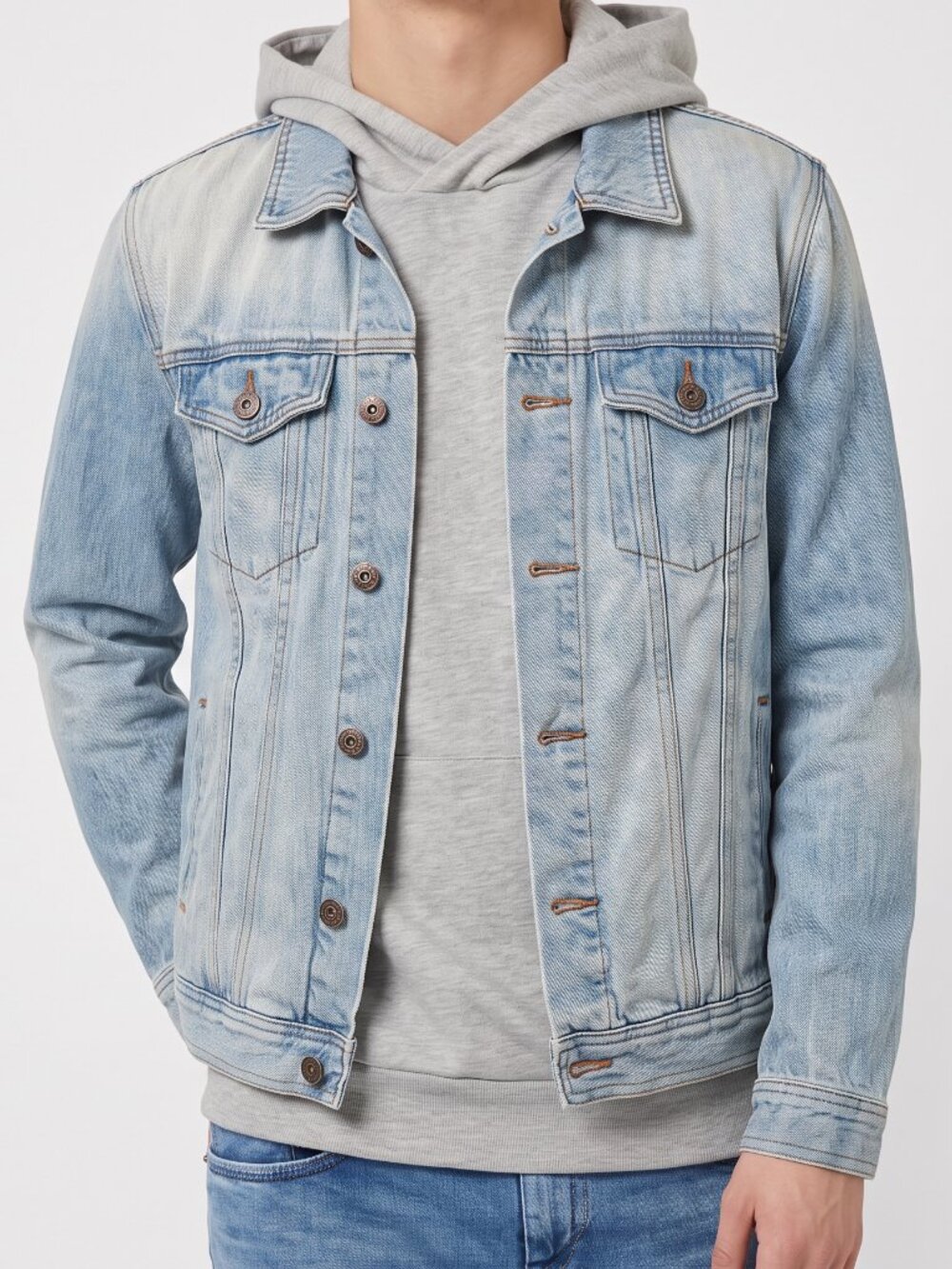 Topman Men's distressed vintage style jean jacket - Men's Small
